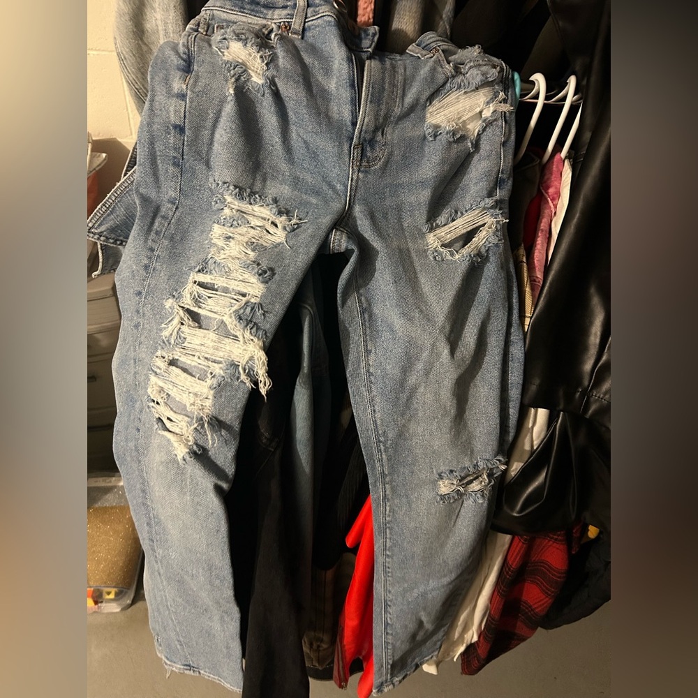 Distressed  American Eagle Blue Jeans